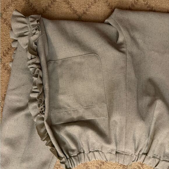 Rhodolirion Oatmeal linen pants with side ruffle elastic waist S NWOT - Picture 5 of 7